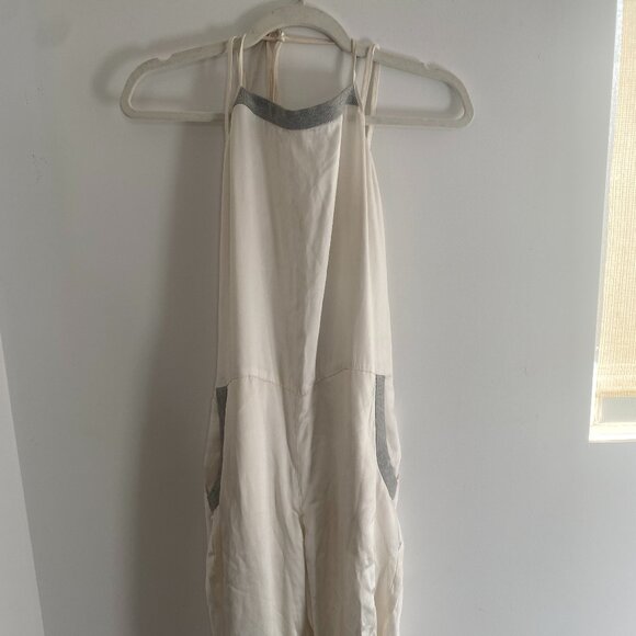 Flannel Australia White Silk Halter Jumpsuit W/ Pockets Sz 0